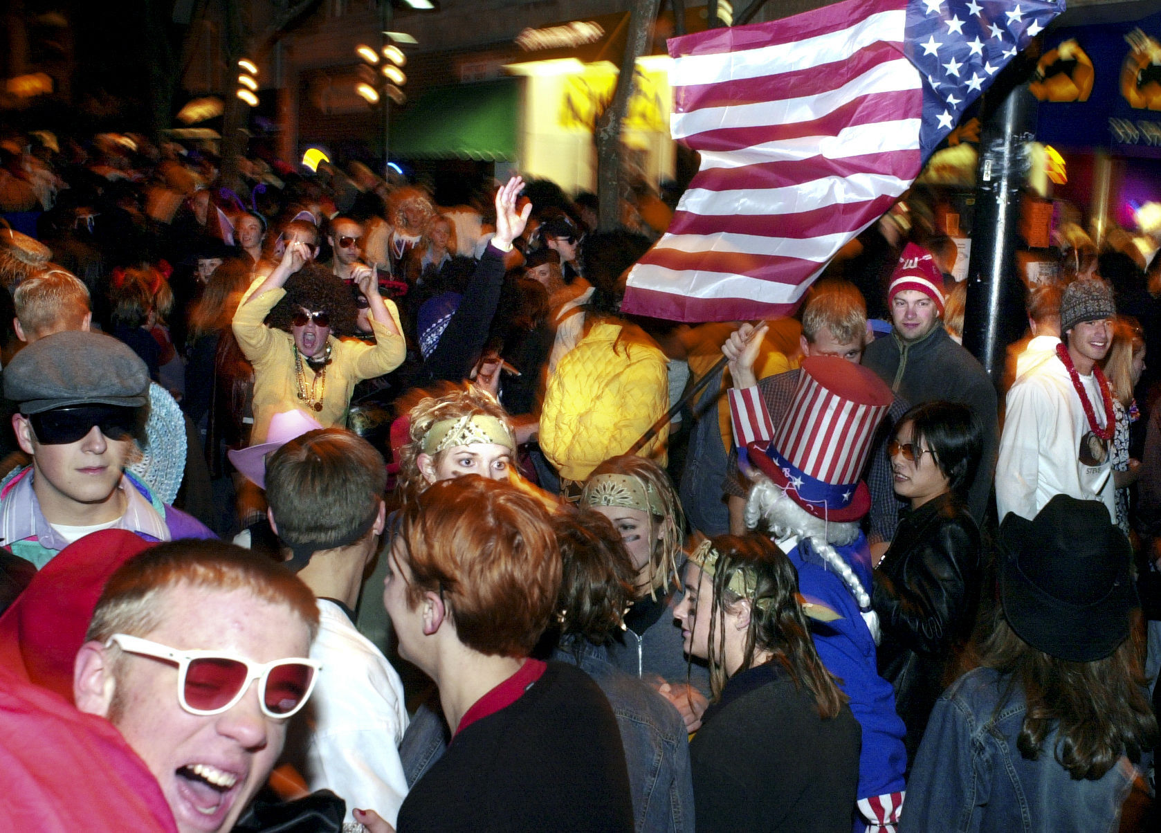 2001 HALLOWEEN CROWD AND FLAG